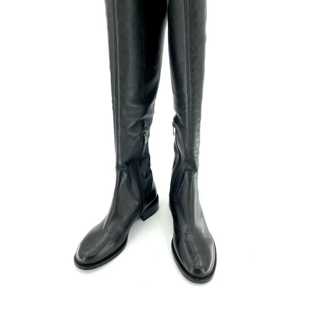 Via Spiga Boots Boni Over the Knee Black Leather Tall Riding SZ 5.5 New